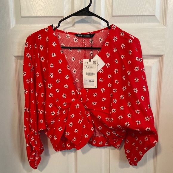 Zara red crop top - Picture 1 of 3